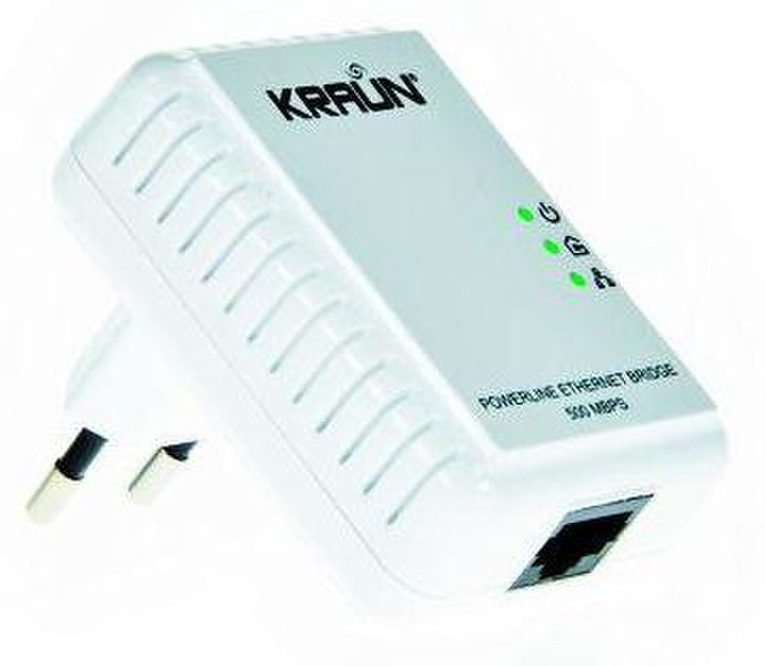 Kraun KN.XT 500Mbit/s Eingebauter Ethernet-Anschluss Weiß 1Stück(e) PowerLine Netzwerkadapter