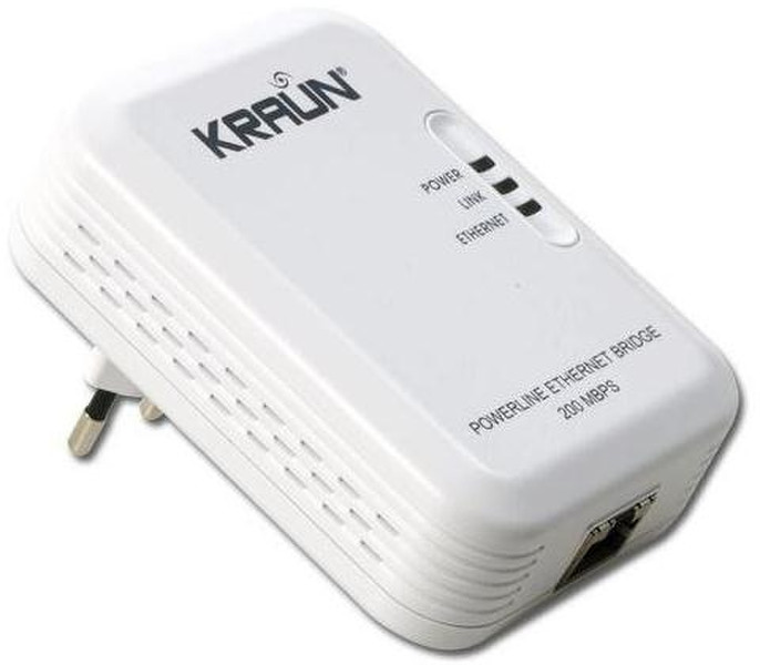 Kraun KN.XQ 200Мбит/с Подключение Ethernet Белый 1шт PowerLine network adapter