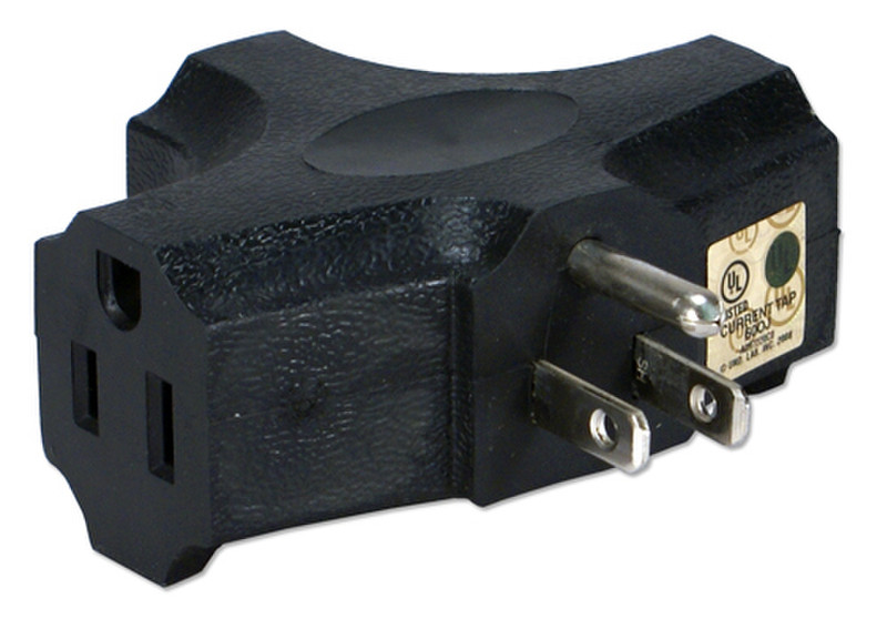 QVS PA-3P NEMA 5-15 Black power plug adapter