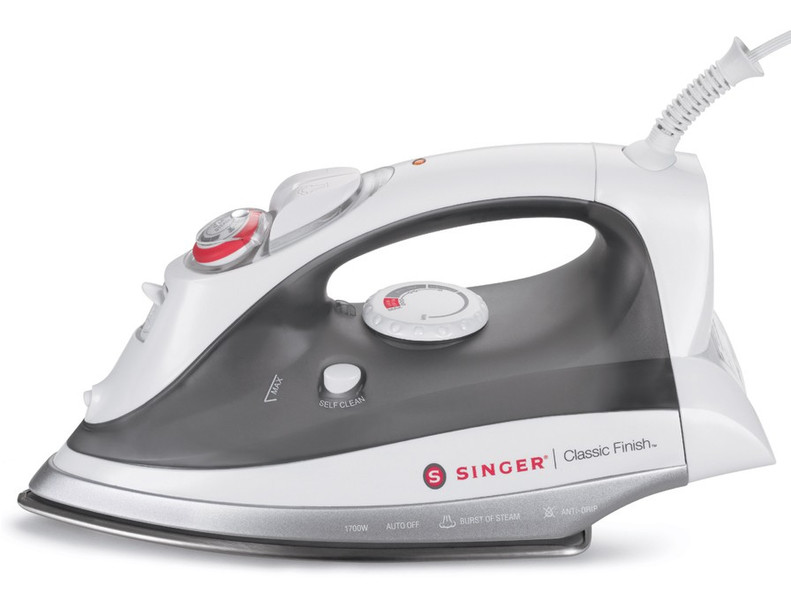 SINGER Classic Finish Steam iron Stainless Steel soleplate 1700Вт Серый, Белый