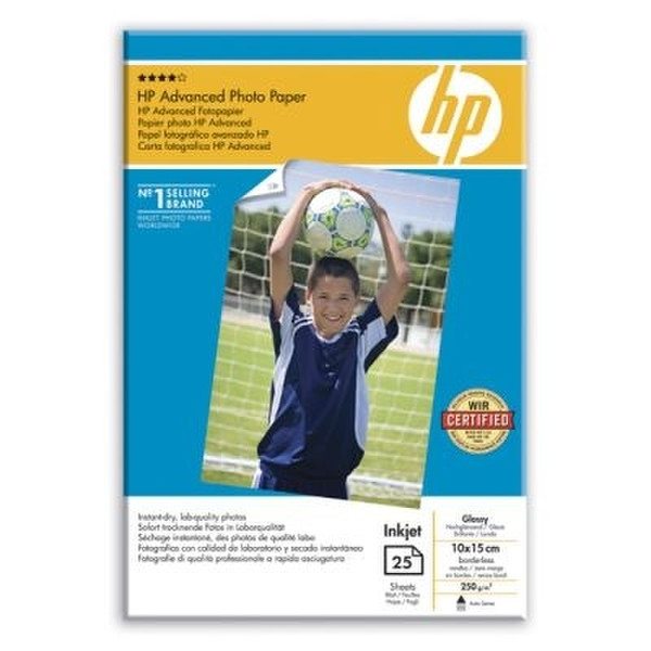HP Advanced Glossy Photo Paper-25 sht/10 x 15 cm borderless Fotopapier