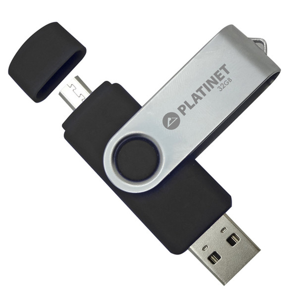 Platinet USB 2.0 ProLine BX-Depo 16GB + microUSB 32GB USB 2.0 Schwarz, Chrom USB-Stick