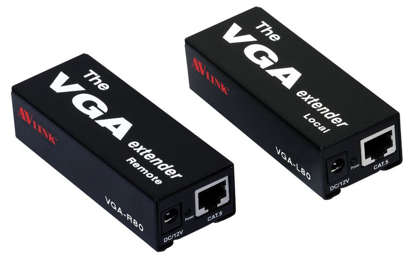 Cables Direct VGA-V080 AV transmitter & receiver Black AV extender