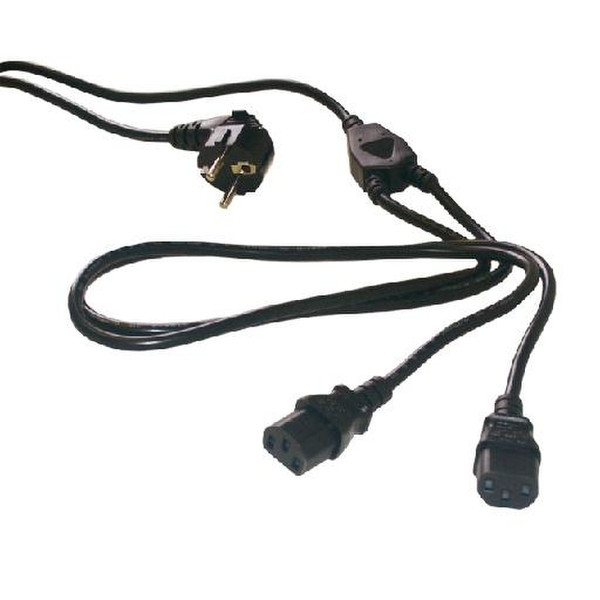 MCL MC909-1.4M 1.4m CEE7/4 Schuko 2 x C13 coupler Black power cable