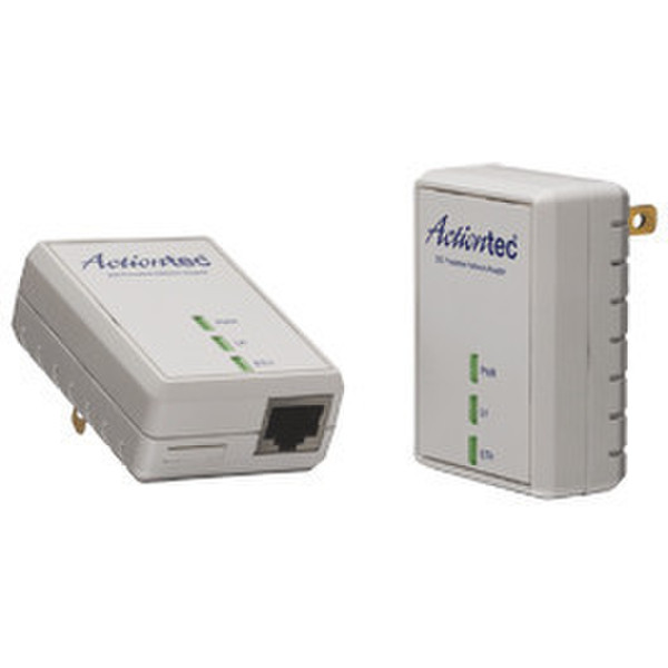 Actiontec PWR200K01 500Mbit/s Eingebauter Ethernet-Anschluss Weiß 2Stück(e) PowerLine Netzwerkadapter