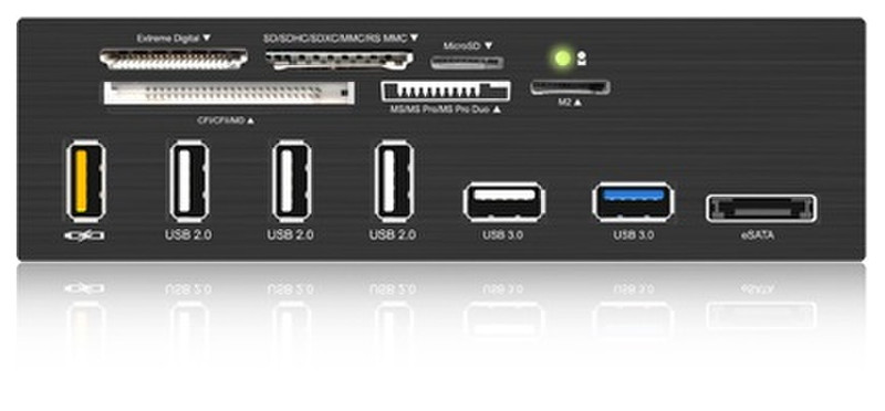 ICY BOX IB-867 Внутренний USB 3.0/eSATA Черный устройство для чтения карт флэш-памяти