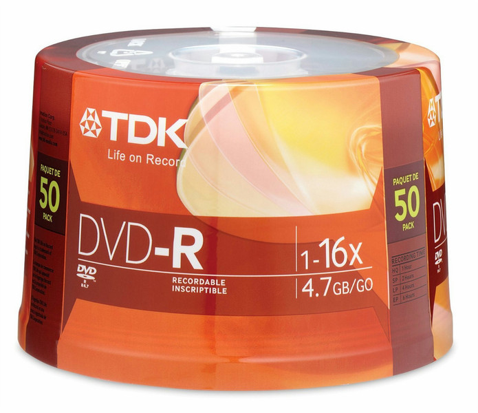 TDK DVD-R47FCCB50*M 4.7GB DVD-R 50Stück(e) DVD-Rohling