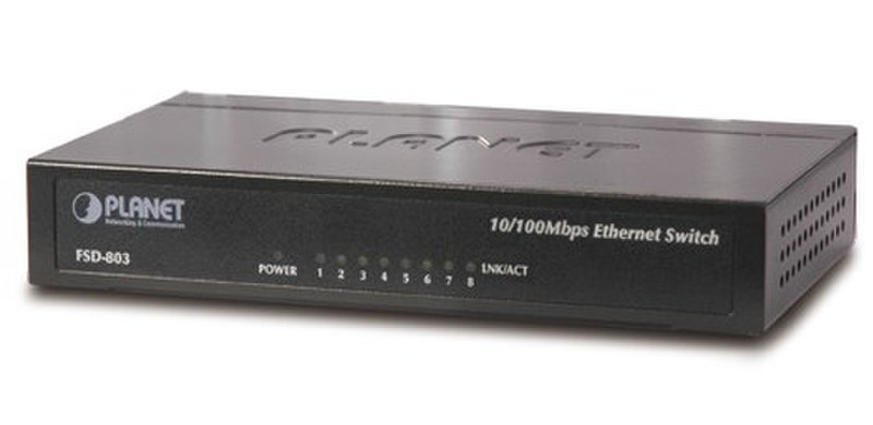 Planet FSD-803 Fast Ethernet (10/100) Черный сетевой коммутатор