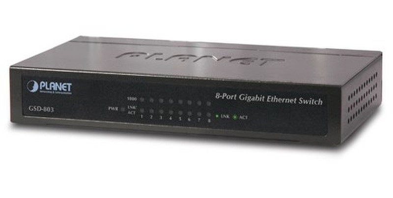 Planet GSD-803 Gigabit Ethernet (10/100/1000) Черный сетевой коммутатор