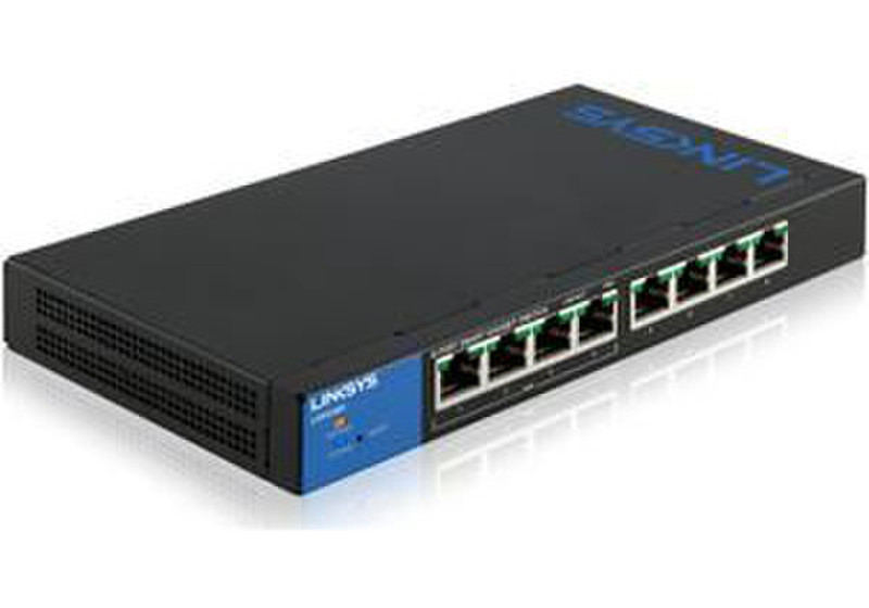 Linksys LGS308P Управляемый Gigabit Ethernet (10/100/1000) Power over Ethernet (PoE) Черный, Синий