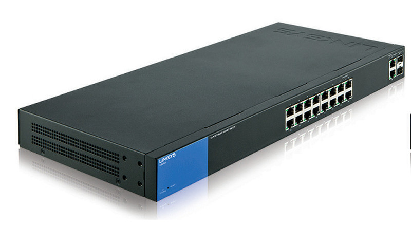 Linksys LGS318 Управляемый Gigabit Ethernet (10/100/1000) Черный, Синий