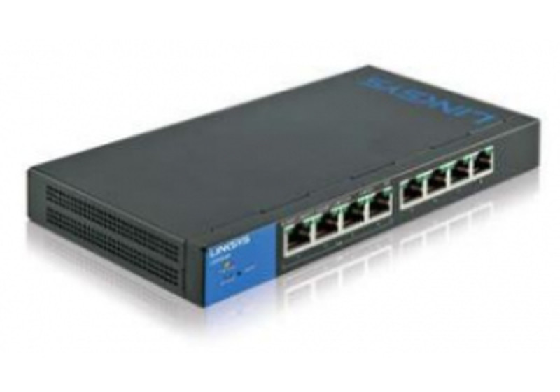 Linksys LGS308 Управляемый Gigabit Ethernet (10/100/1000) Черный, Синий