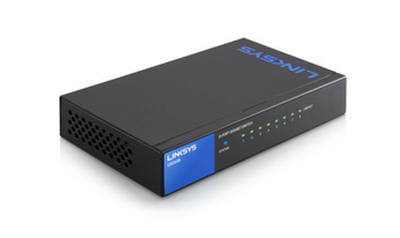 Linksys LGS108 Неуправляемый Gigabit Ethernet (10/100/1000) Черный