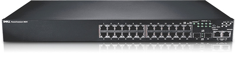 DELL PowerConnect 3524P Managed network switch L2 Fast Ethernet (10/100) Power over Ethernet (PoE) 1U Черный