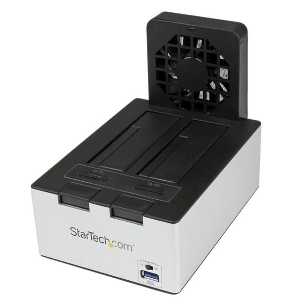 StarTech.com USB 3.0 Dual SATA Hard Drive Docking Station with integrated Fast Charge USB Hub UASP support and Fan - Black