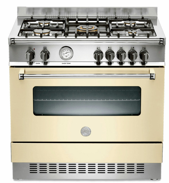 Bertazzoni A90 5 MFE CRT Freistehend Gas hob Cremefarben Küchenherd