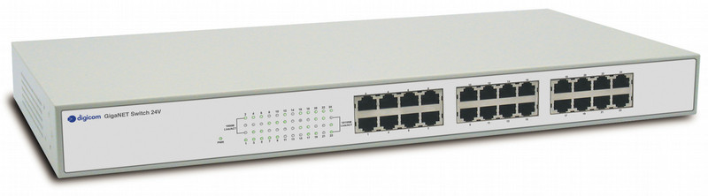 Digicom GigaNet Switch 24V Неуправляемый Gigabit Ethernet (10/100/1000) Серый, Белый
