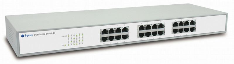 Digicom Dual Speed Switch 24 ungemanaged Fast Ethernet (10/100) Grau, Weiß