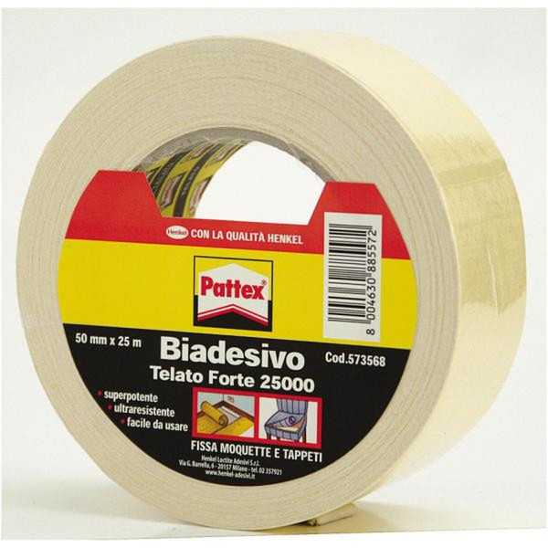 Pattex Biadesivo Telato Forte 25000 50mm x 25m 25м канцелярская/офисная лента