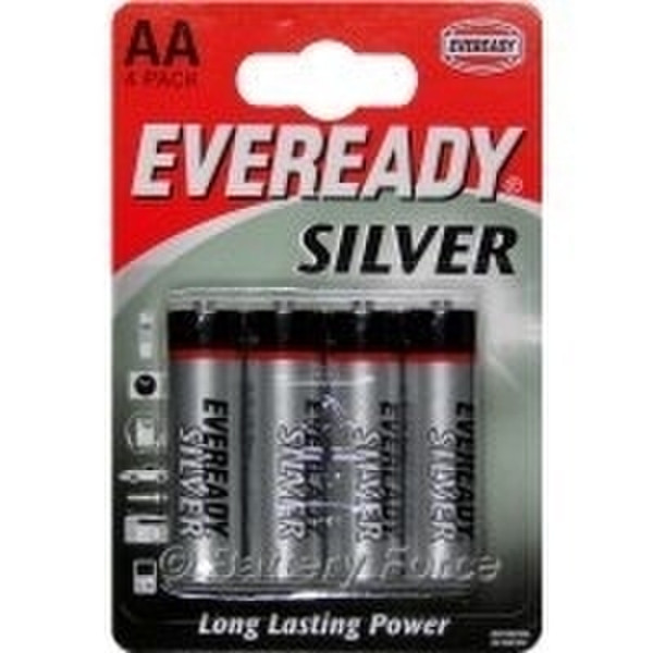Energizer Eveready Silver AA 4 - pk Zinc-Carbon 1.5V non-rechargeable battery