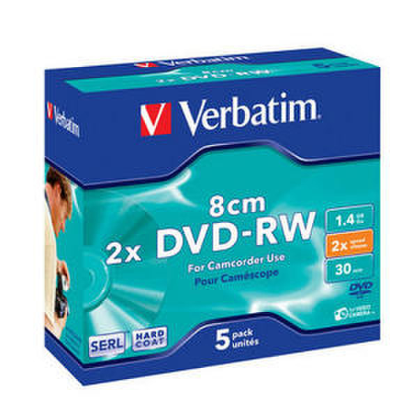 Verbatim DVD-RW 8cm Matt Silver 1.4ГБ DVD-RW 5шт