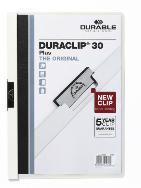 Durable Duraclip Plus, 25 Pcs. Белый обложка с зажимом