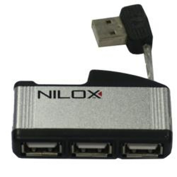 Nilox 4 x USB 2.0 480Мбит/с Серый хаб-разветвитель
