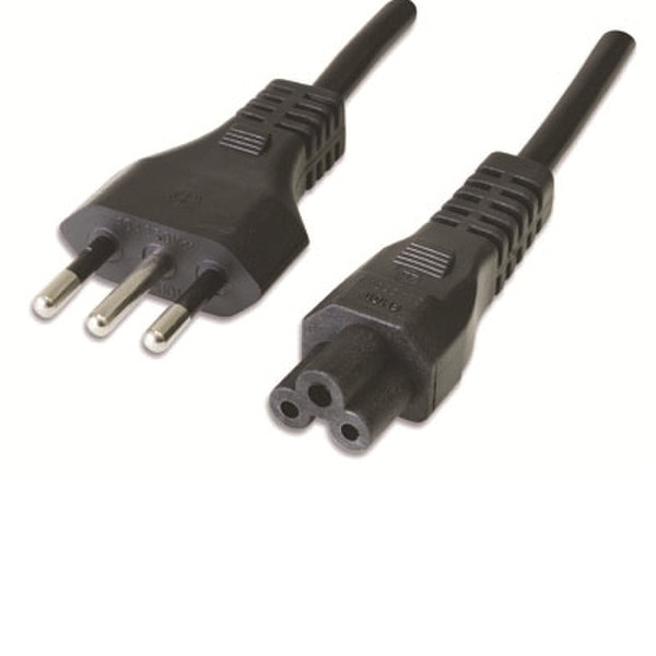 Ewent EW-190104-020-N-P 1.8m Power plug type L C5 coupler Black power cable