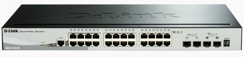D-Link DGS-1510-28 Управляемый L3 Gigabit Ethernet (10/100/1000) Черный сетевой коммутатор