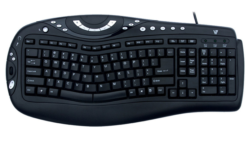 V7 Natural Keyboard USB Black keyboard