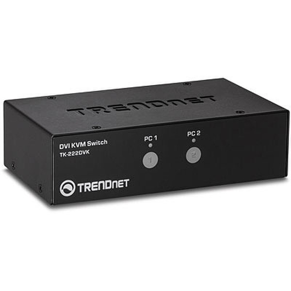 Trendnet TK-222DVK Schwarz Tastatur/Video/Maus (KVM)-Switch