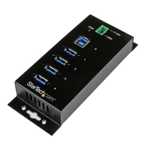 StarTech.com 4 Port Metal Industrial SuperSpeed USB 3.0 Hub with Surge Protection - Mountable