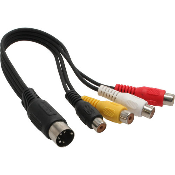 InLine 89230 0.2m 5-pin DIN 4 x RCA Black video cable adapter