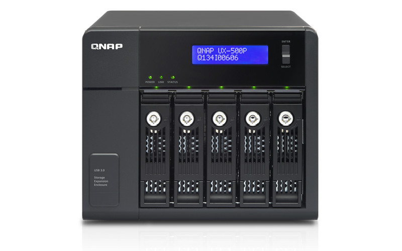 QNAP UX-500P HDD enclosure 2.5/3.5Zoll Schwarz Speichergehäuse