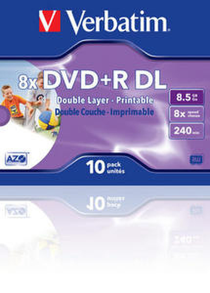 Verbatim DVD+R Double Layer Wide Inkjet Printable 8x 8.5GB DVD+R DL 10Stück(e)