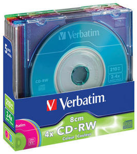Verbatim CD-RW 8cm Colour 4x CD-RW 210MB 5pc(s)