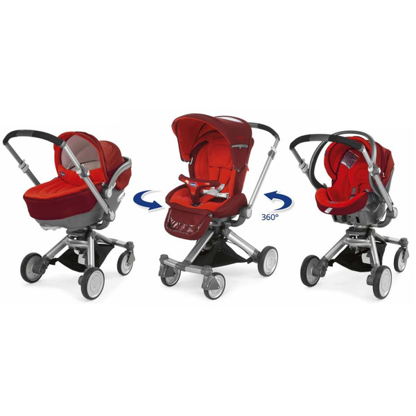 Chicco Trio I-Move Travel system pram 1место(а) Черный, Серый, Красный, Нержавеющая сталь