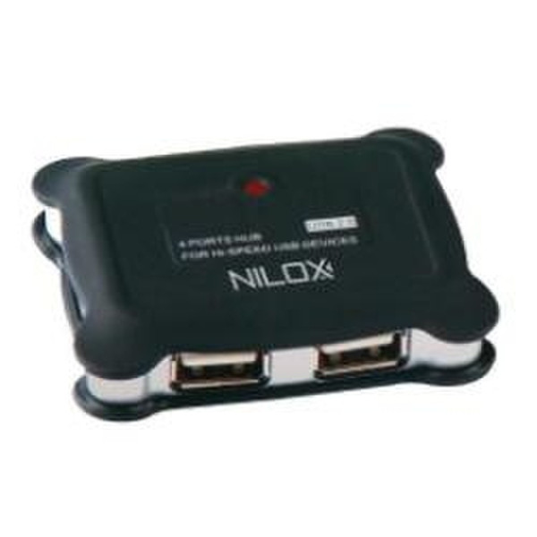 Nilox 4 x USB 2.0 480Мбит/с Черный хаб-разветвитель