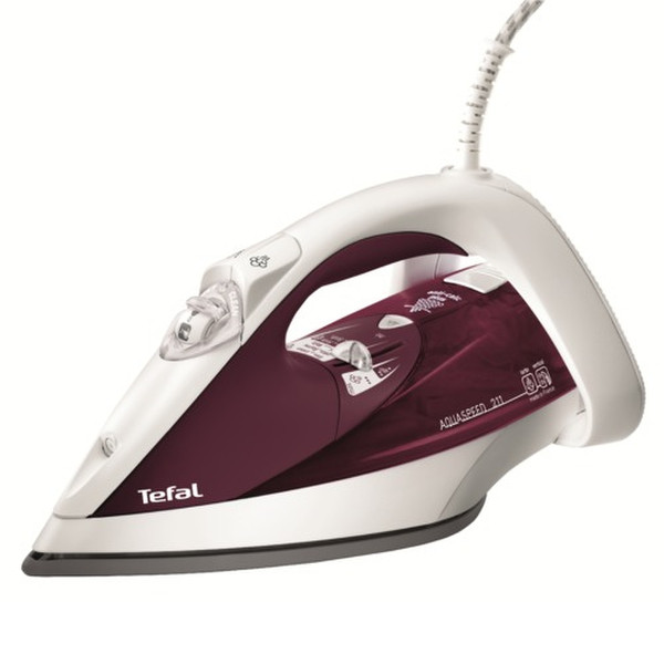 Tefal Aquaspeed 211 FV5211 Dry & Steam iron Ultragliss soleplate 2400W Rot