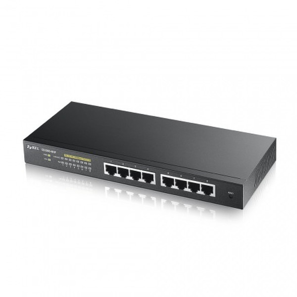 ZyXEL GS1900-8HP gemanaged L2 Gigabit Ethernet (10/100/1000) Energie Über Ethernet (PoE) Unterstützung Schwarz