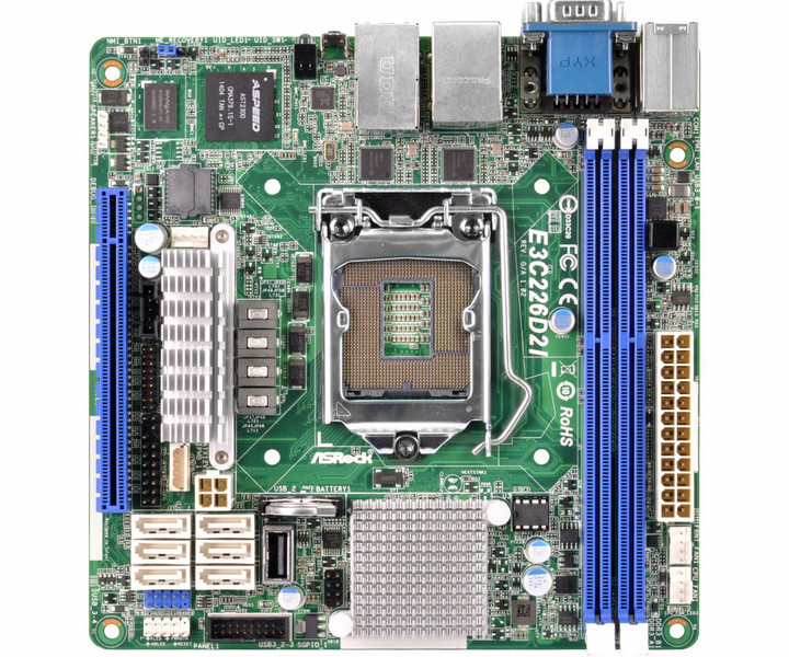 Asrock E3C226D2I Intel C226 Socket H3 (LGA 1150) Mini ITX Server-/Workstation-Motherboard