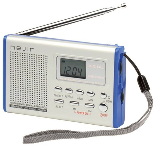 Nevir NVR-120 Portable Digital Blue,Silver