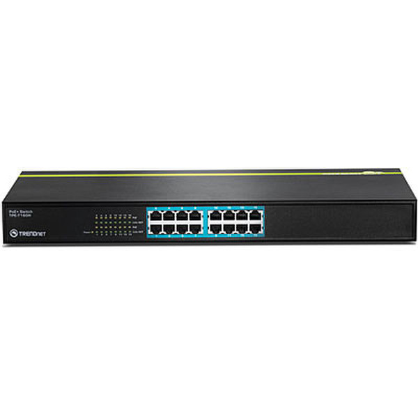 Trendnet TPE-T160H Fast Ethernet (10/100) Energie Über Ethernet (PoE) Unterstützung Schwarz Netzwerk-Switch