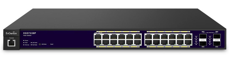 EnGenius EGS7228P L2 Gigabit Ethernet (10/100/1000) Power over Ethernet (PoE) Black,Blue network switch