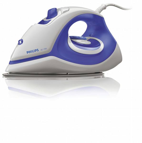 Philips GC1705 Dry & Steam iron Aluminium soleplate 1400Вт Синий, Белый