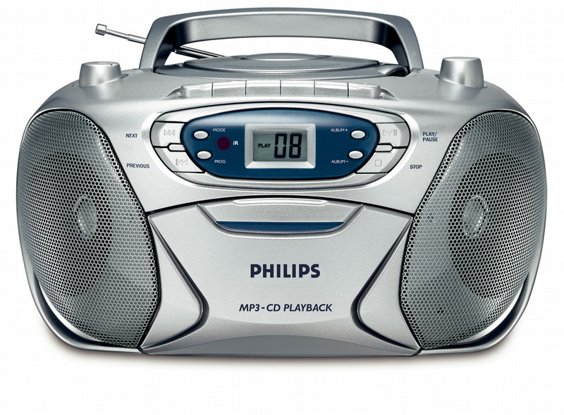 Philips AZ1032/12 2.4Вт Синий, Cеребряный домашний музыкальный центр