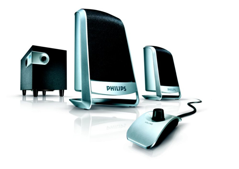 Philips SPA2300/93 2.1канала 15.5Вт Черный, Cеребряный набор аудио колонок