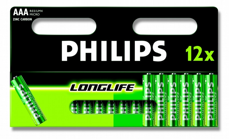 Philips LongLife R03-P12 AAA Zinc Carbon Battery