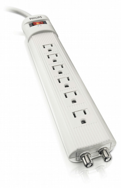 Philips SPP3208WB Home entertainment 6 outlets Surge protector