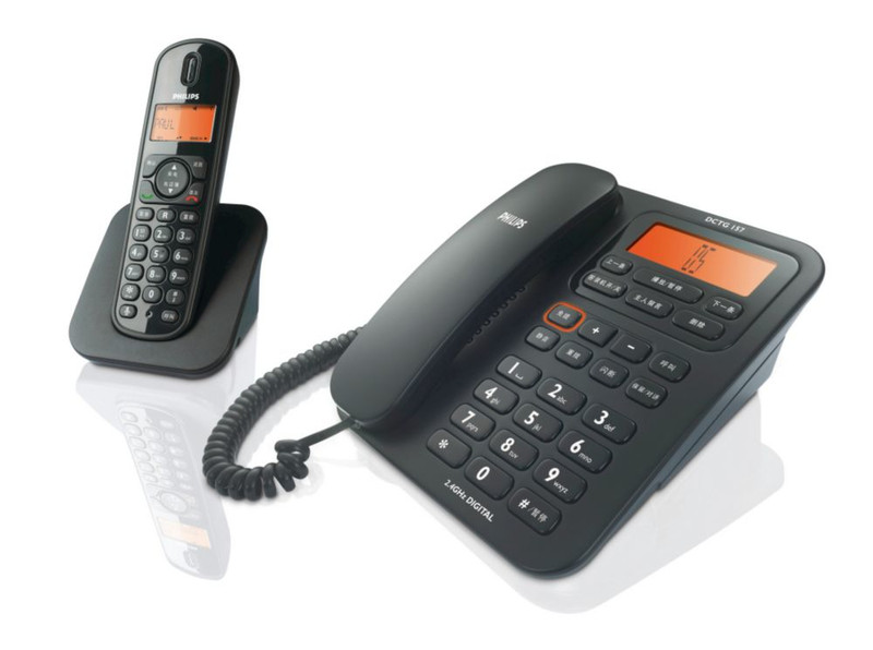 Philips Perfect sound DCTG1571B Corded+cordless phone answ. m.